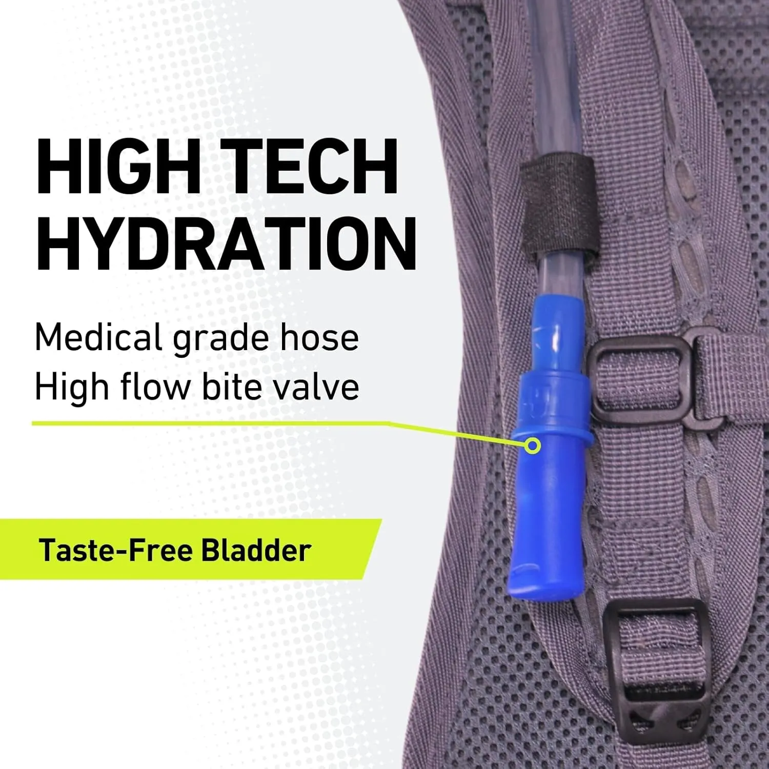Vibrelli Hydration Backpack & 2L Hydration Bladder - High Flow Bite Valve - Hydration Pack for Cycling, Running, Hiking