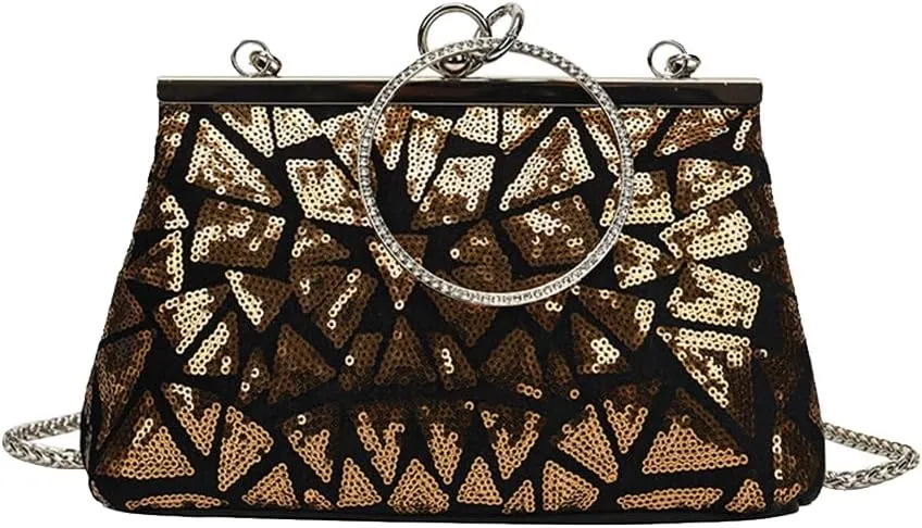 Vintage 1920s Evening Clutch Bag for Women Sparkly Sequin Handbag Bridal Wedding Purse Rhinestone Crossbody Bag