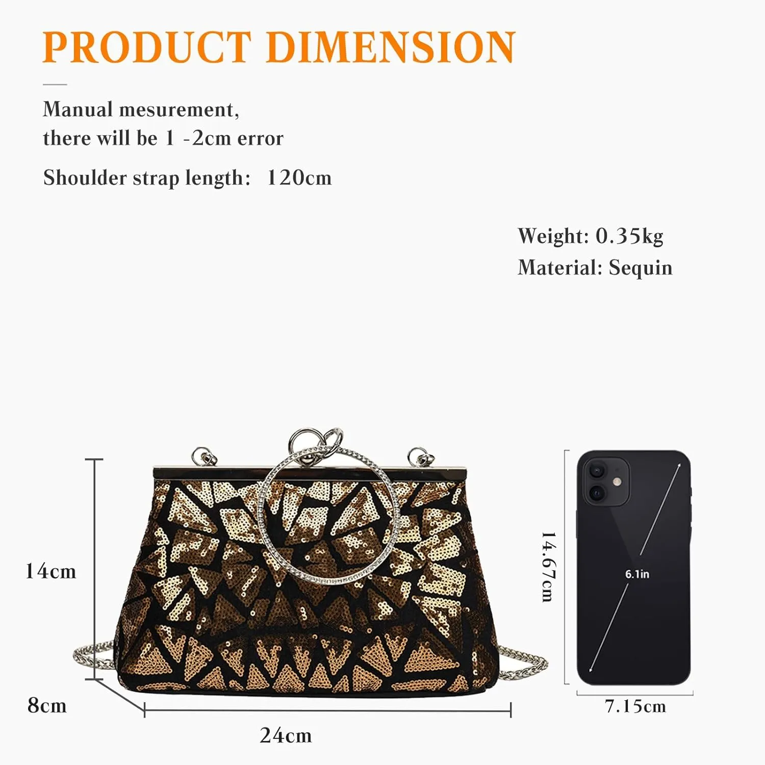 Vintage 1920s Evening Clutch Bag for Women Sparkly Sequin Handbag Bridal Wedding Purse Rhinestone Crossbody Bag