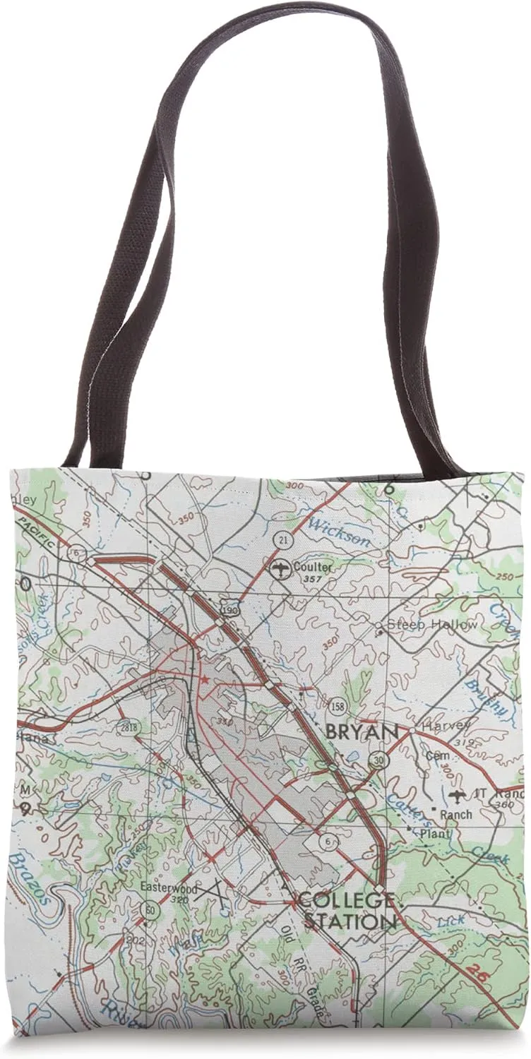 Vintage Bryan & College Station TX Map (1974) Tote Bag