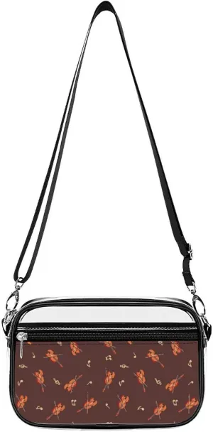 Violin Cartoon Fashion Clear Crossbody Bags Stadium Approved Shoulder Purse for Concerts Sports Events Festival