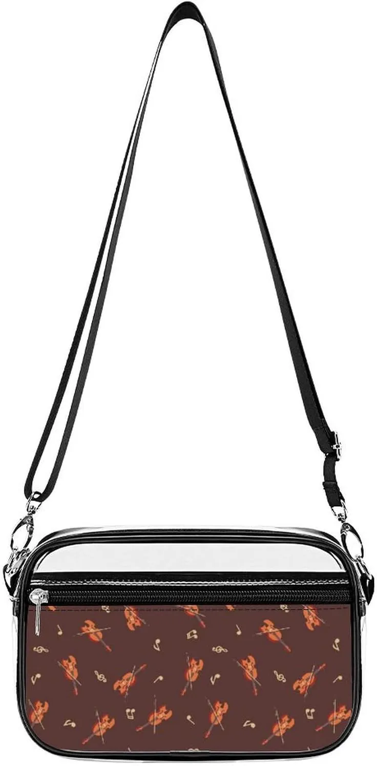 Violin Cartoon Fashion Clear Crossbody Bags Stadium Approved Shoulder Purse for Concerts Sports Events Festival