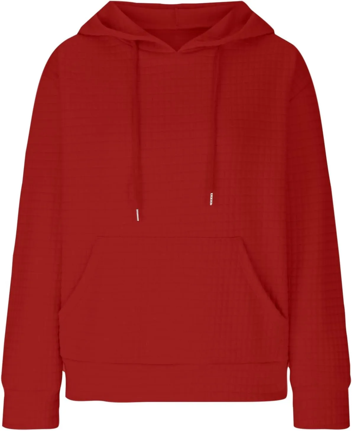 Waffle Hooded Sweatshirts for Women Long Sleeve Fall Hoodies Womens Plain Pullover Sweatshirt Trendy 2024