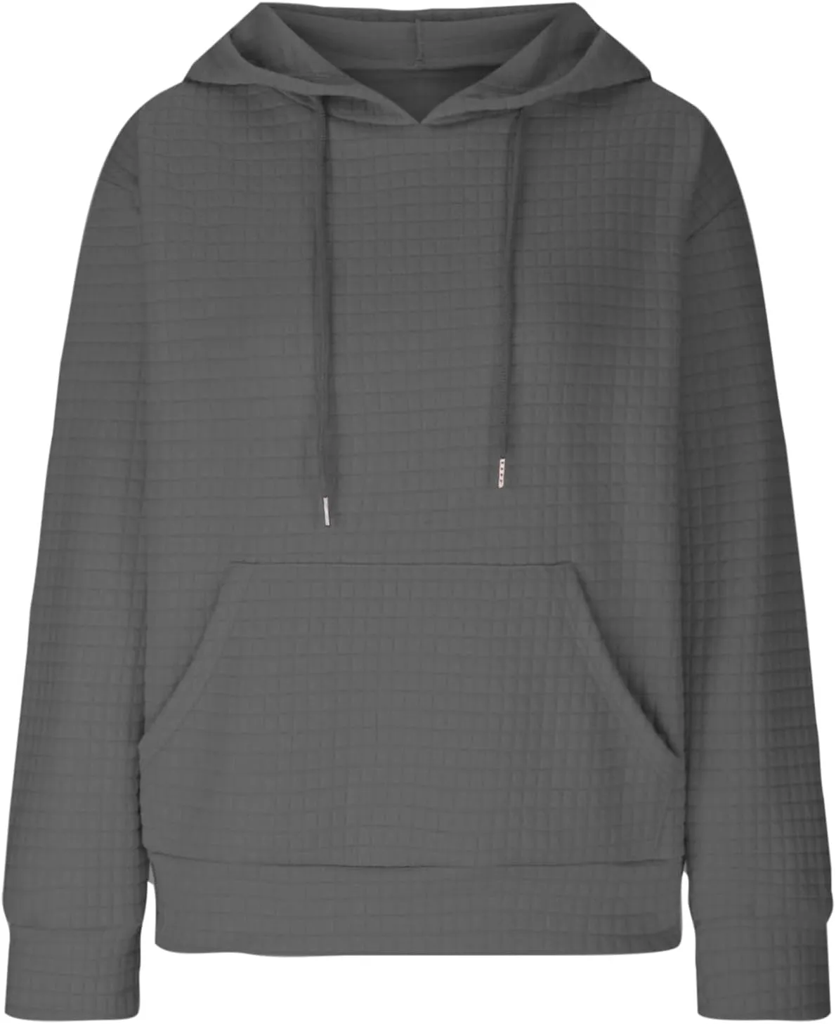Waffle Hooded Sweatshirts for Women Long Sleeve Fall Hoodies Womens Plain Pullover Sweatshirt Trendy 2024