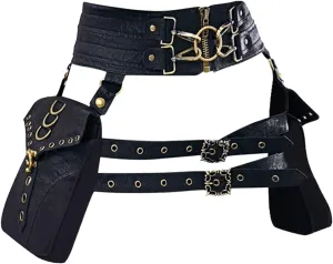 Waist Bag Belt Purse Crossover Fanny Pack Wallet Waist Corset Hip Leg Pouch Motorcycle Retro Halloween Renaissance Costume (Cor)