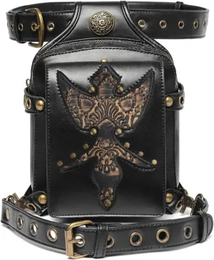 Waist bag,Gothic Waist Bag Pack Leather Steampunk Leg Bag Crossbody Shoulder Bags