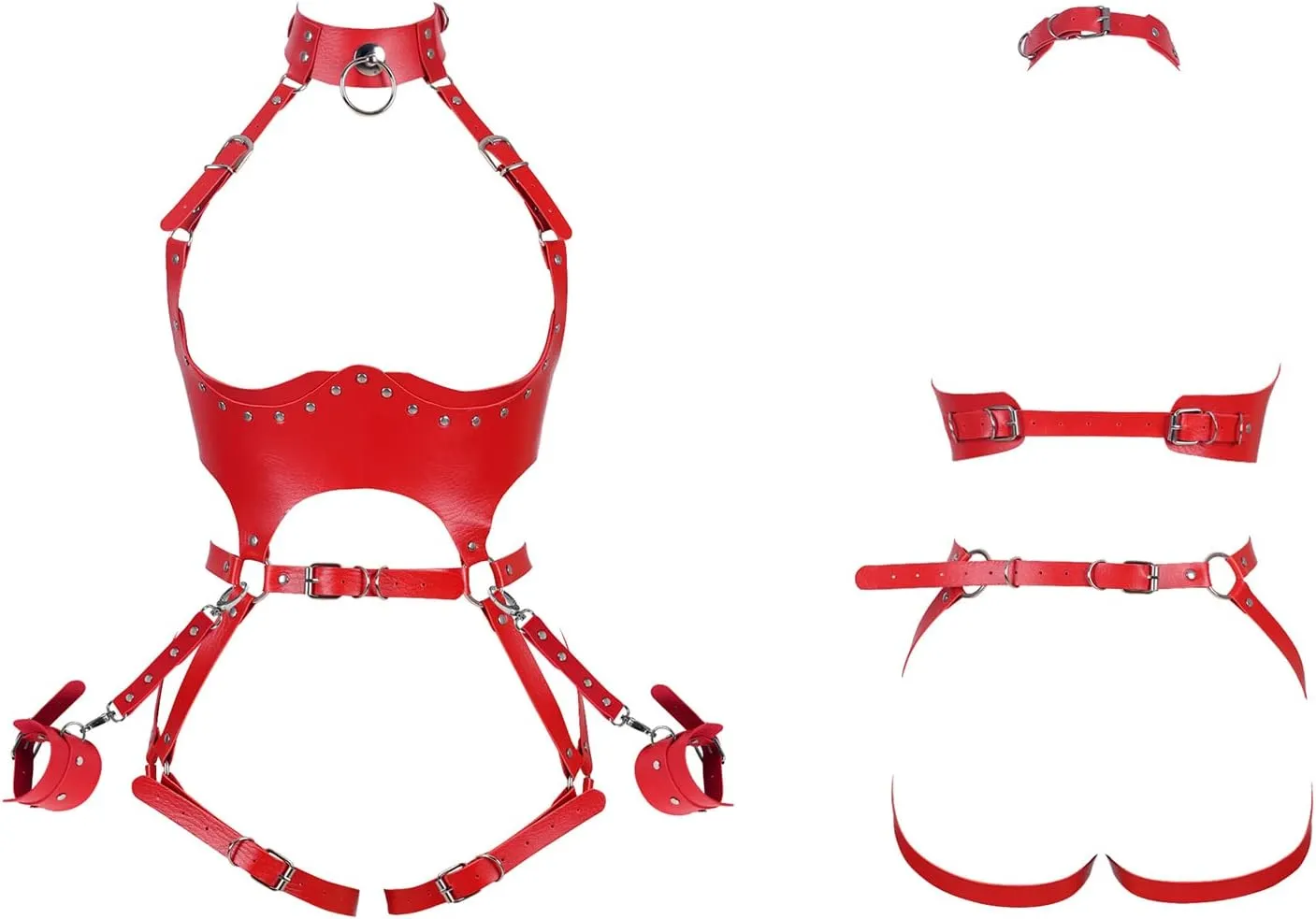 Waist Garter belt Punk Full body harness for women Photography Dance Rock Halloween Leather cage Chest strap set