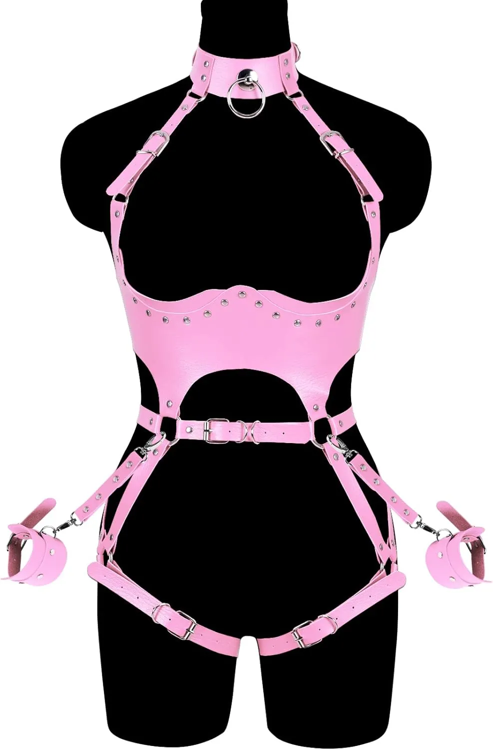 Waist Garter belt Punk Full body harness for women Photography Dance Rock Halloween Leather cage Chest strap set