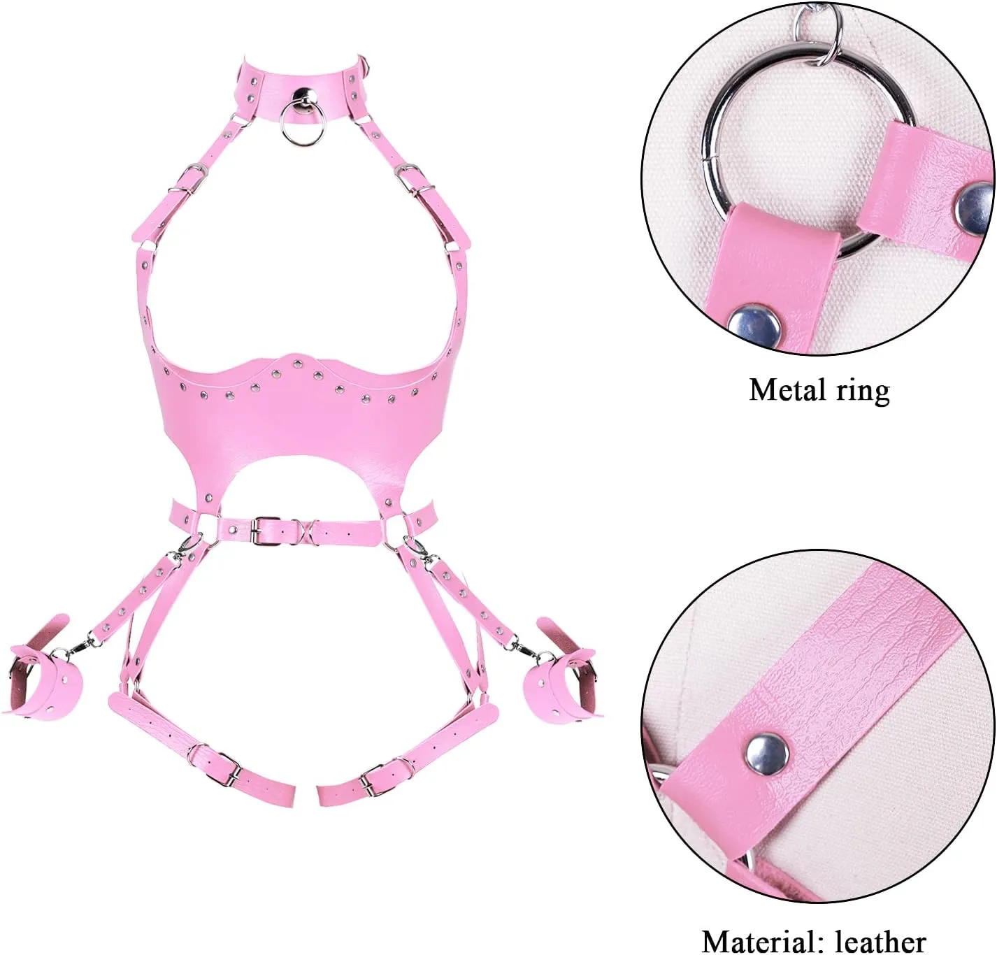 Waist Garter belt Punk Full body harness for women Photography Dance Rock Halloween Leather cage Chest strap set