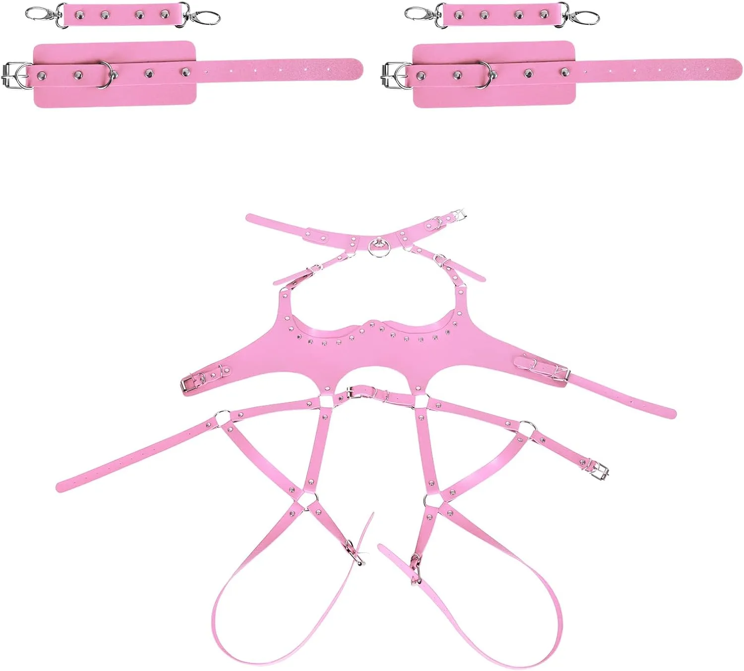 Waist Garter belt Punk Full body harness for women Photography Dance Rock Halloween Leather cage Chest strap set