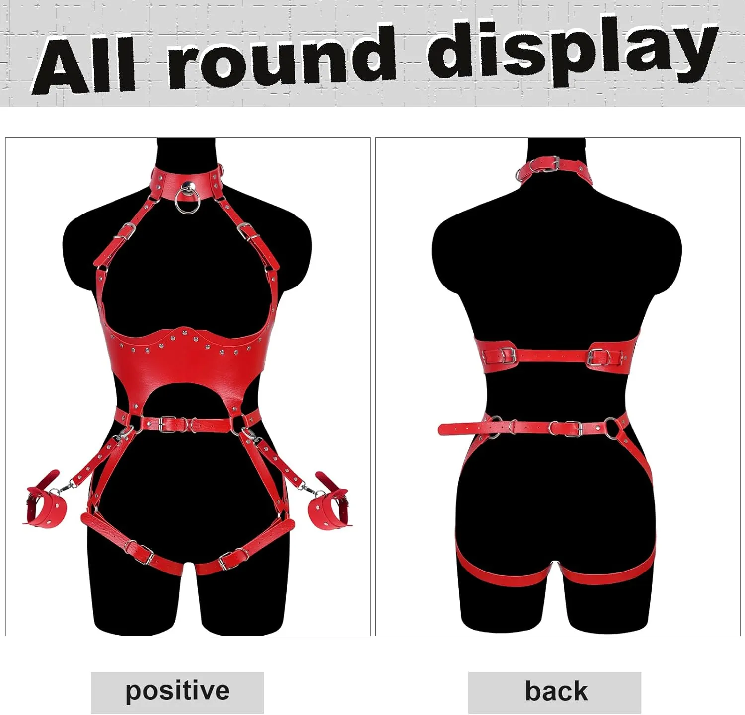 Waist Garter belt Punk Full body harness for women Photography Dance Rock Halloween Leather cage Chest strap set