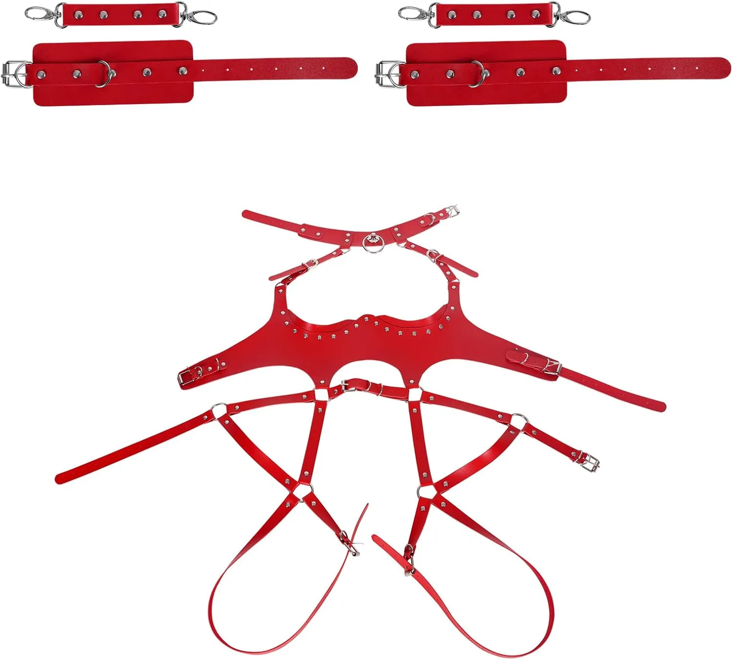 Waist Garter belt Punk Full body harness for women Photography Dance Rock Halloween Leather cage Chest strap set