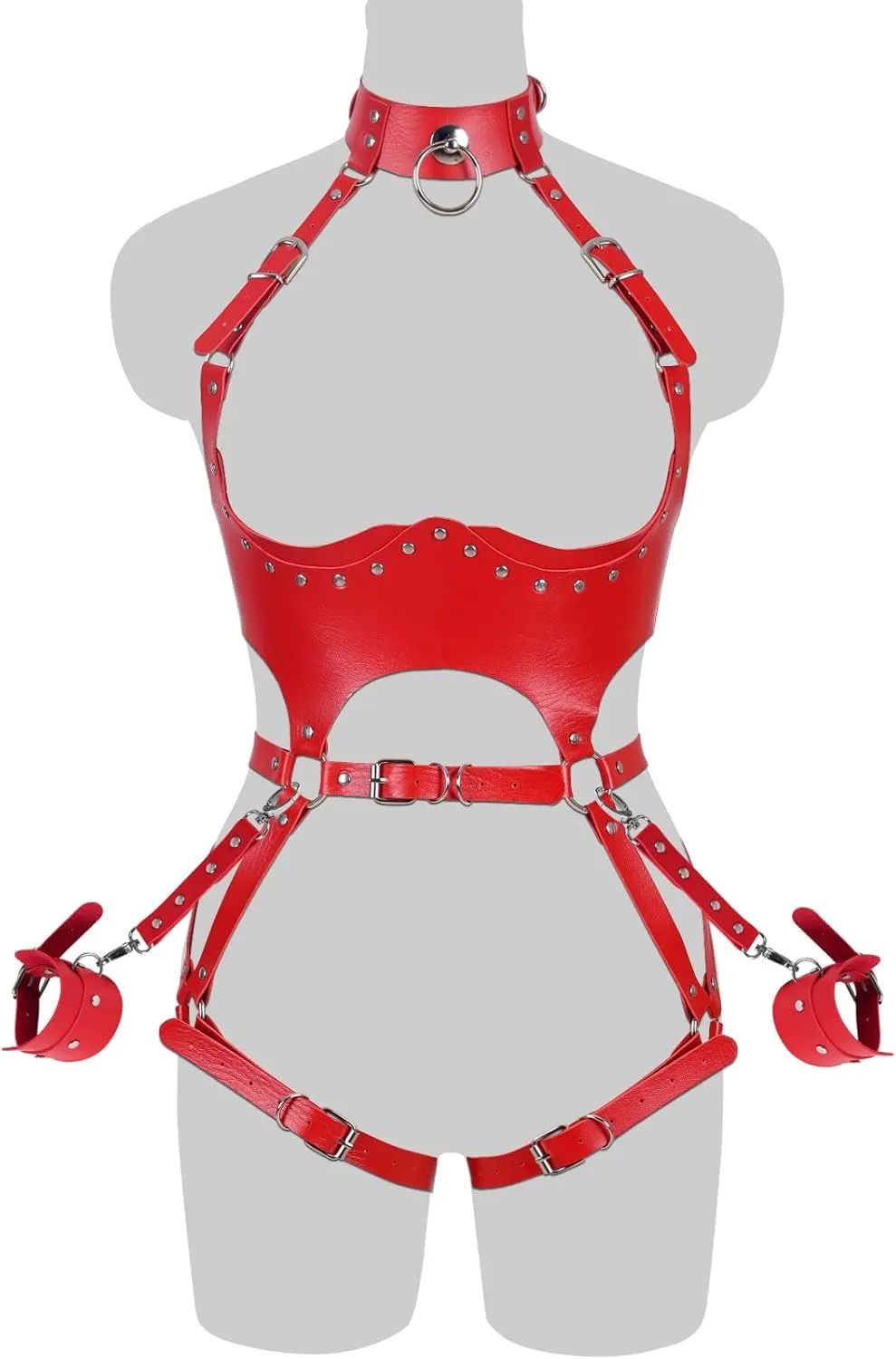 Waist Garter belt Punk Full body harness for women Photography Dance Rock Halloween Leather cage Chest strap set