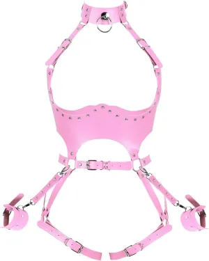 Waist Garter belt Punk Full body harness for women Photography Dance Rock Halloween Leather cage Chest strap set