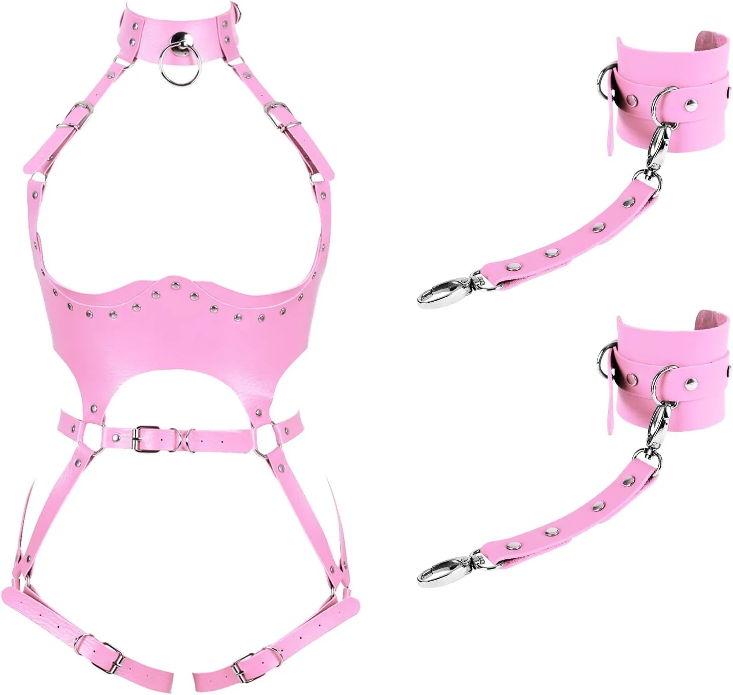 Waist Garter belt Punk Full body harness for women Photography Dance Rock Halloween Leather cage Chest strap set