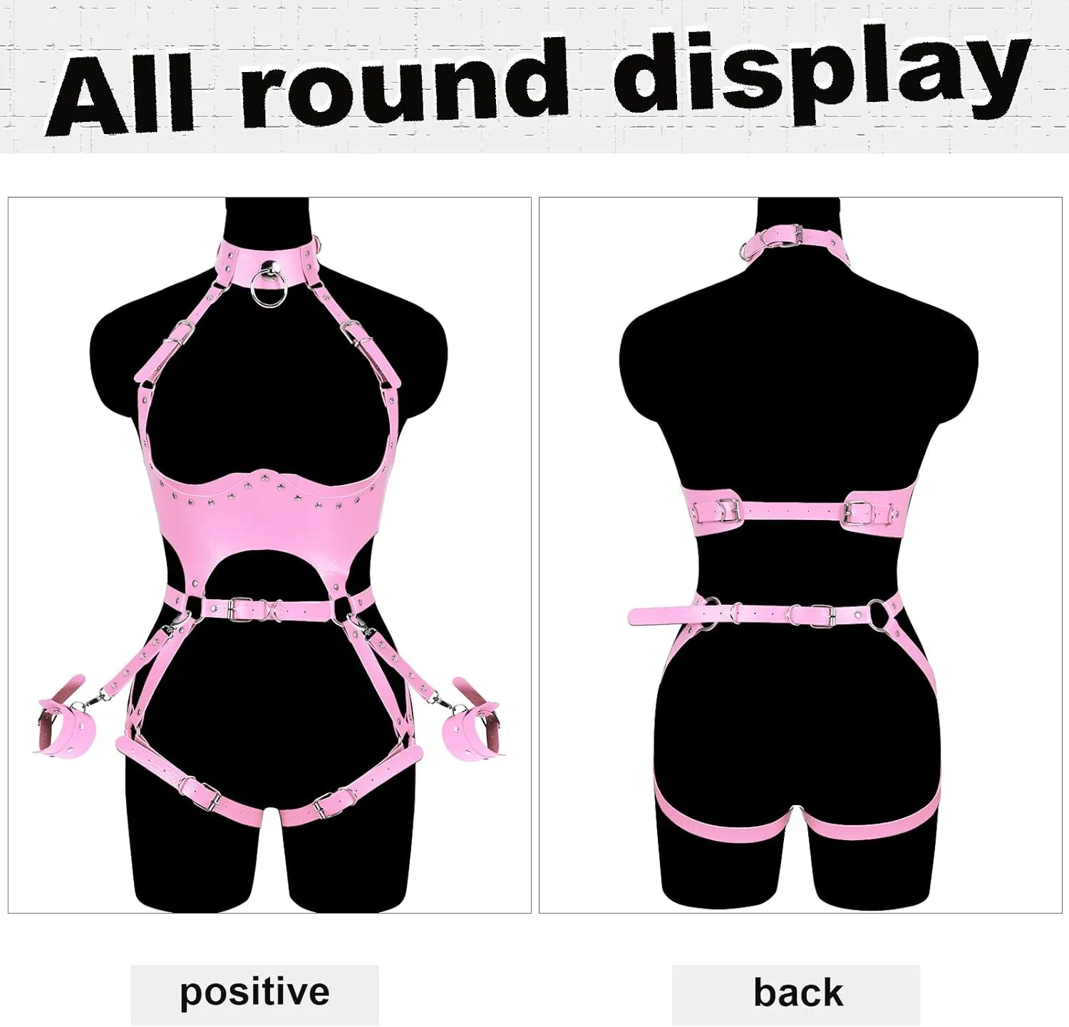 Waist Garter belt Punk Full body harness for women Photography Dance Rock Halloween Leather cage Chest strap set