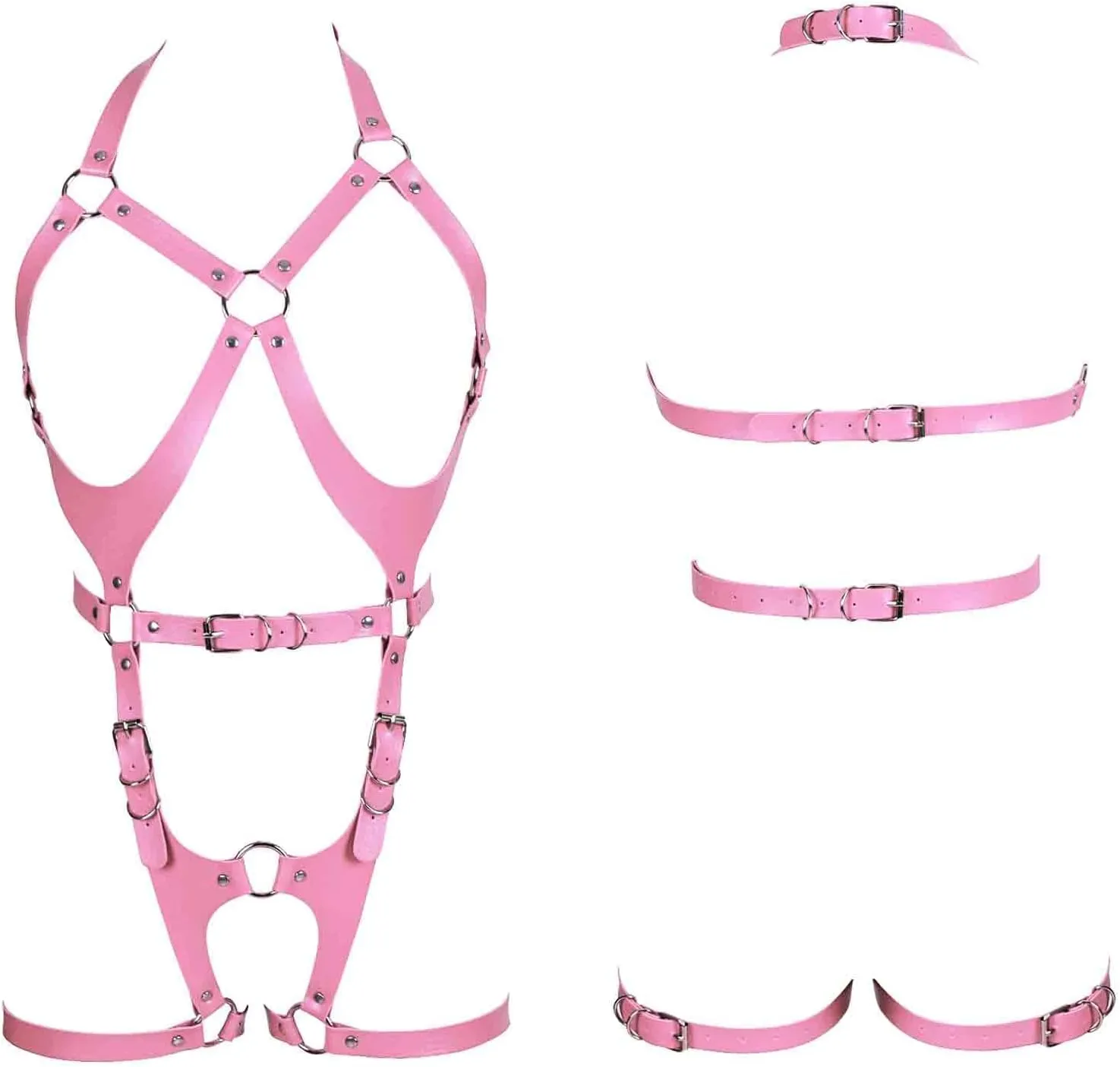 Waist garter belt set Punk Full body harness for women Photography Dance Rock Leather cage Chest strap Halloween