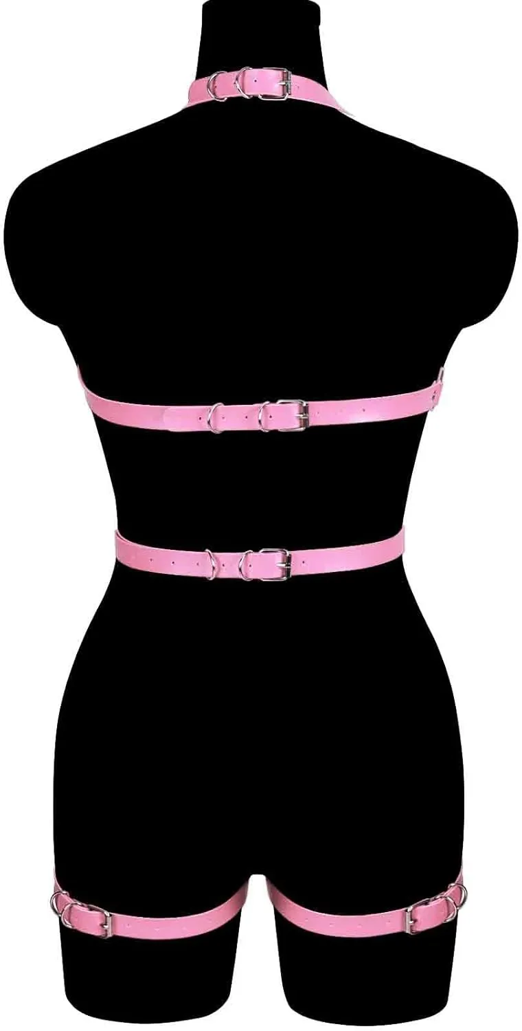 Waist garter belt set Punk Full body harness for women Photography Dance Rock Leather cage Chest strap Halloween