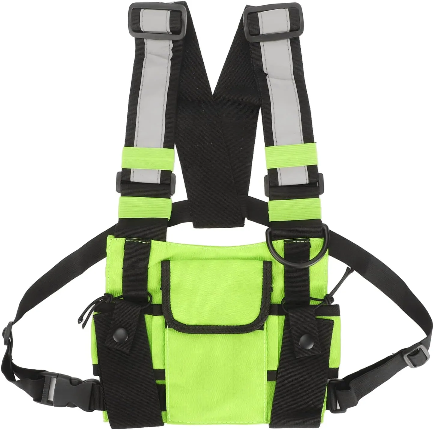 Walkie Talkie Chest Bag, Universal Radio Chest Harness Bag, Adjustable Radio Harness Chest Pocket Pack Vest for Two Way Radio Fruit Green