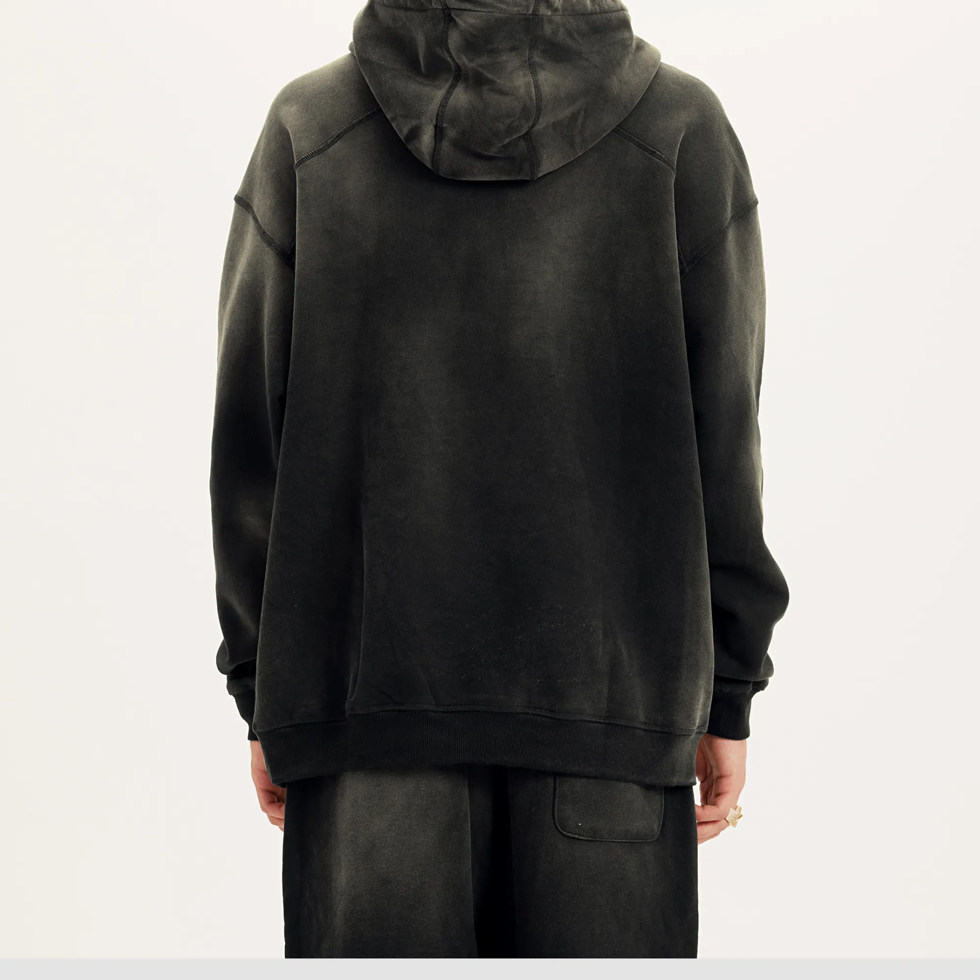 Washed Black Oversized Hoodie x Drop Shoulder Streetwear Hoodie