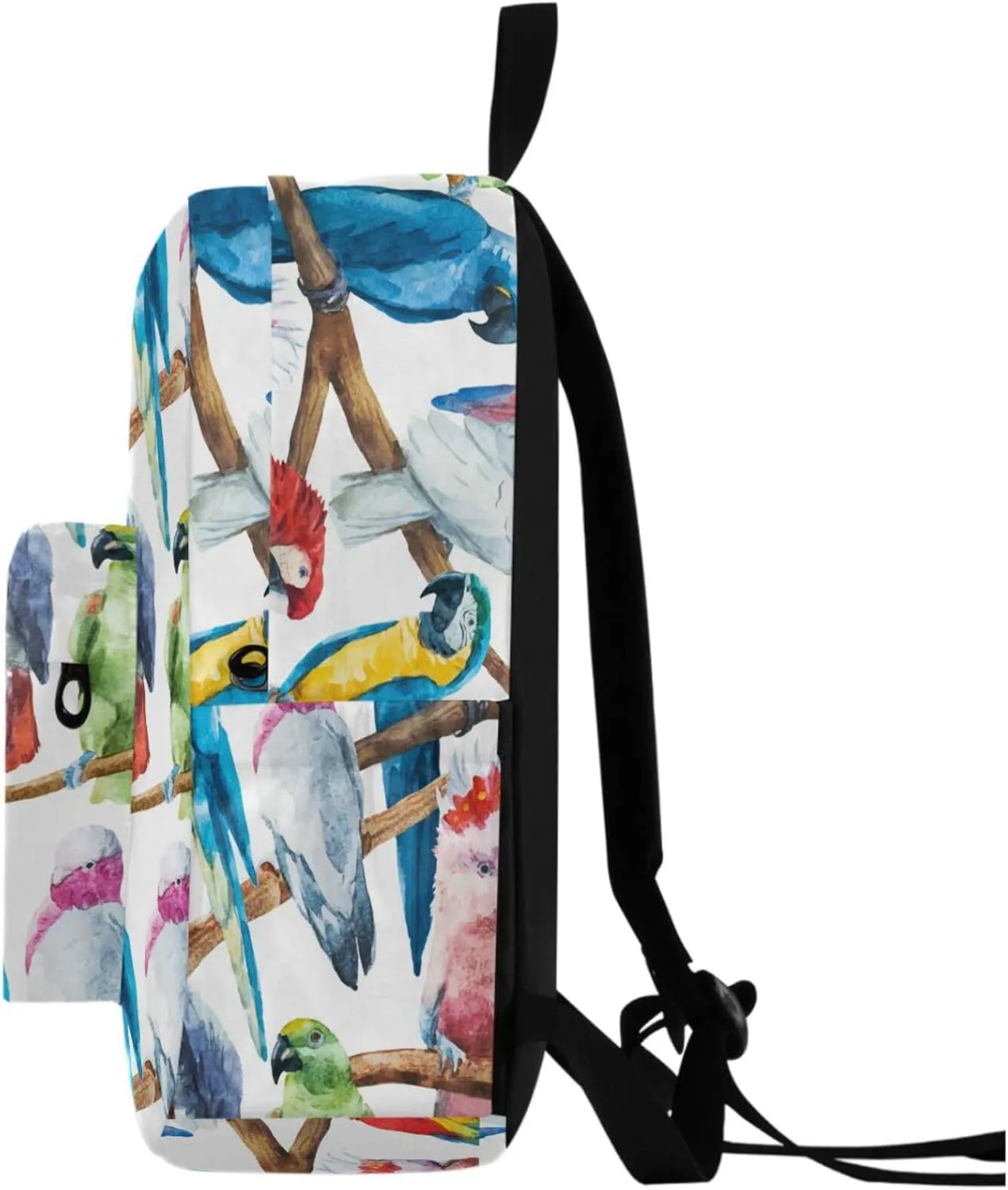 Watercolor Colors Parrots Pattern Unisex Travel Laptop Backpack Durable Large Computer Bag Ideal for Back to School Bookbags Work