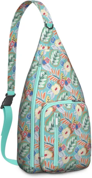 Waterproof Boho Sling Bag Backpack for Men Women Vintage Crossbody Daypack Adjustable Shoulder Chest Bag for Hiking Travel