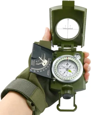 Waterproof Durable Inclinometer American Multifunctional Green Compass Professional Military Compass with Sighting Clinometer Suitable with Camping