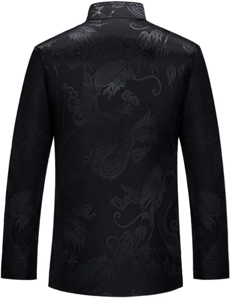wecotton Tang Suit Men Hanfu Chinese Traditional Clothes Kung Fu Shirt Uniform Long Sleeved Coat Tops and Pants