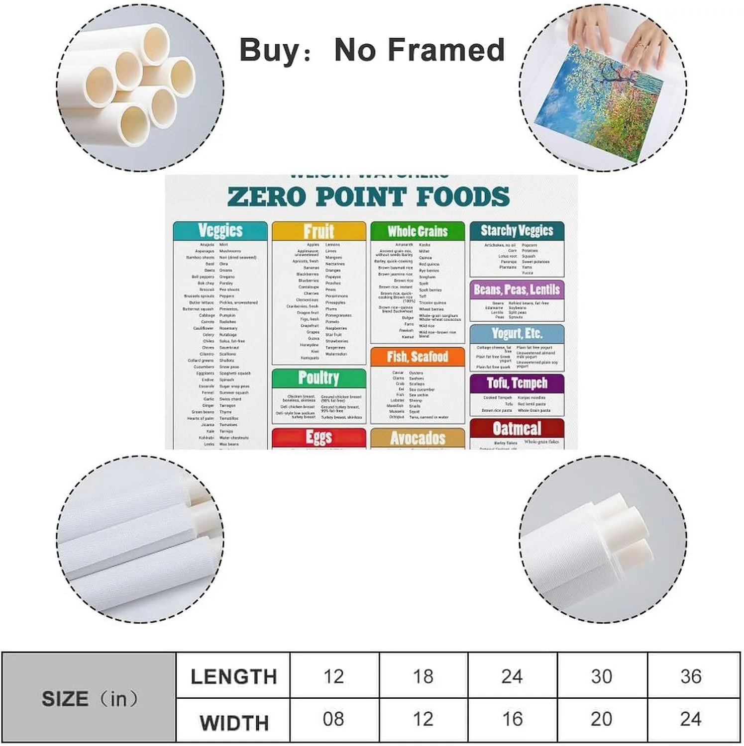Weight Watchers Zero Point Foods Poster Weight Watchers Points List Foods Chart-gigapixel Poster for Room Aesthetic Posters & Prints on Canvas Wall Art Poster for Room 12x18inch(30x45cm)