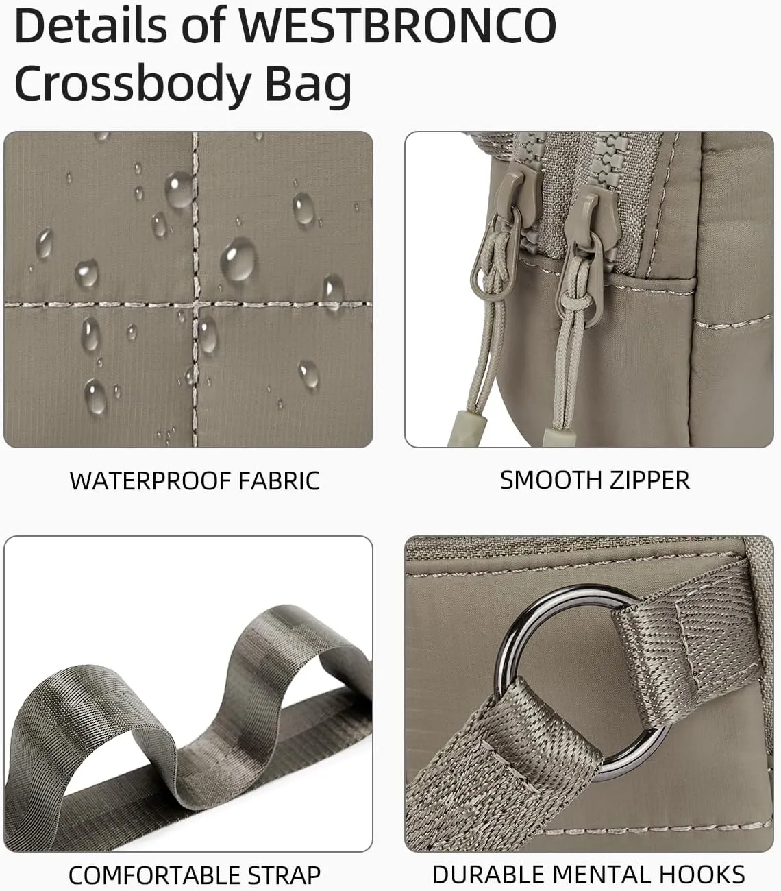 WESTBRONCO Small Crossbody Bags for Women Nylon with Adjustable Strap, Mini Crossbody Purse, Shoulder Bag Traveling Workout