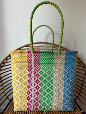 White with Multi Woven Tote
