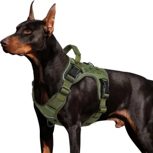 WINGOIN Green Harness with Handle Tactical Dog Harness Vest for Large Medium Dogs No Pull Adjustable Reflective K9 Military Dog Vest Harnesses for Walking, Hiking, Training(M)