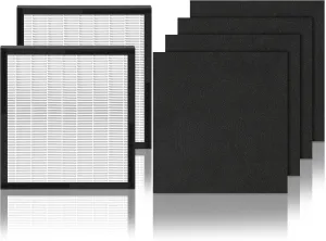 WK01234QPC filters replacement Compatible with Oreck Air Purifier Filter Replacement Model WK10002QPC and Airvantage Plus Pet WK10052QPC, 2 Packs Include 2x Efficient Filter and 4x Carbon Pre-filter