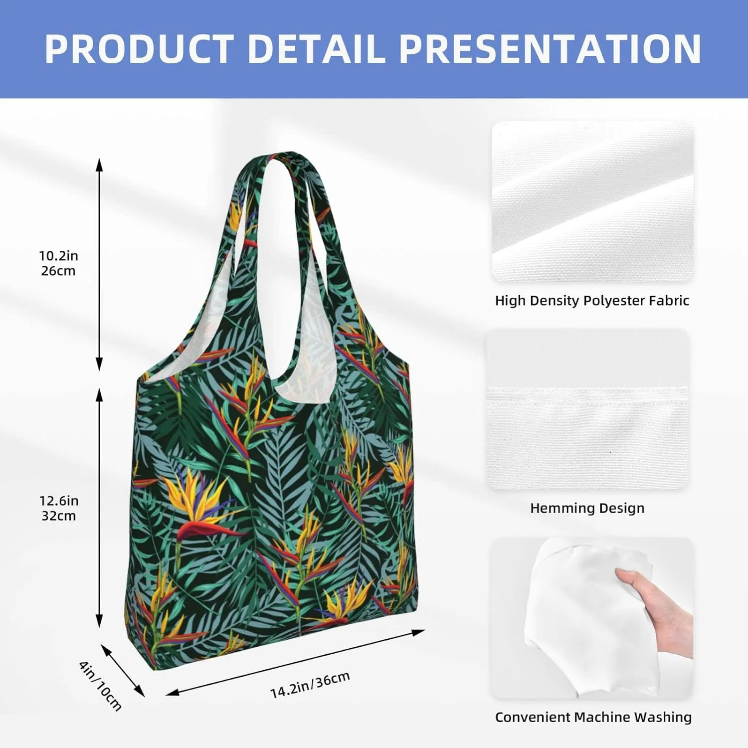 WOAIDY Reusable Grocery Bags for Kitchen, Foldable Durable Shopping Totes with 50lbs Capacity, Large Tote Bags with Handles
