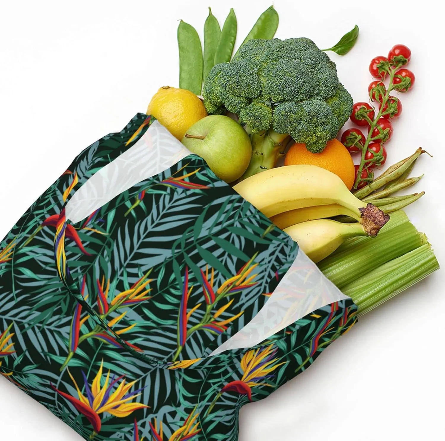 WOAIDY Reusable Grocery Bags for Kitchen, Foldable Durable Shopping Totes with 50lbs Capacity, Large Tote Bags with Handles