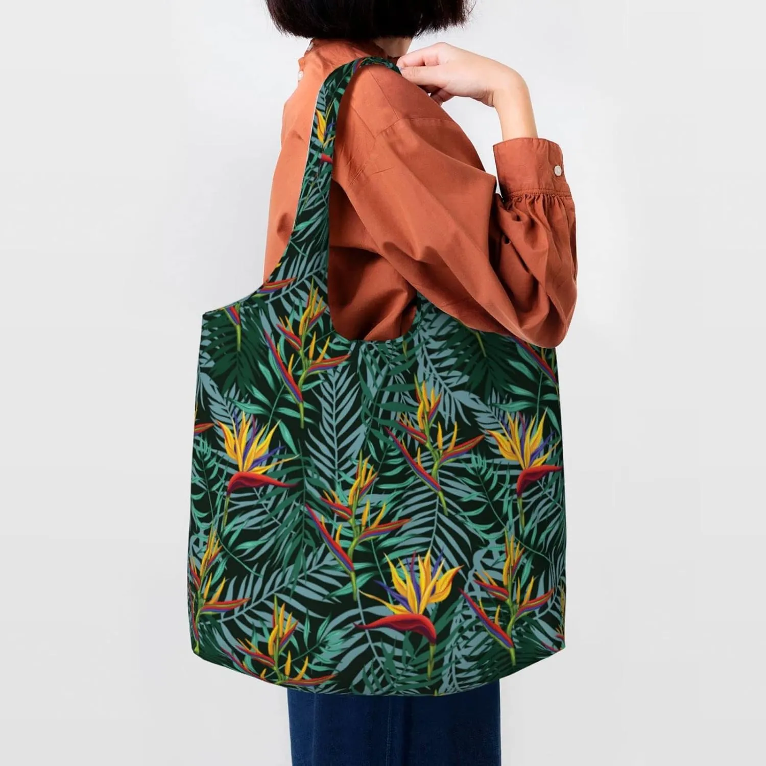 WOAIDY Reusable Grocery Bags for Kitchen, Foldable Durable Shopping Totes with 50lbs Capacity, Large Tote Bags with Handles