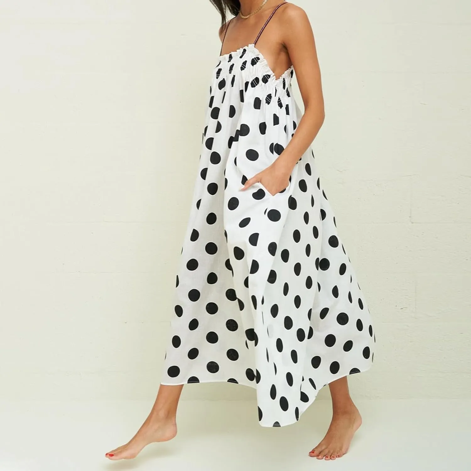 Women Bohemian Floral Maxi Dress Spaghetti Strap Backless Graphic Long Flowy Dress Summer Vacation Beach Sundress