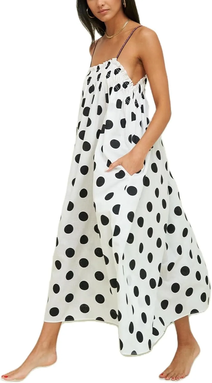 Women Bohemian Floral Maxi Dress Spaghetti Strap Backless Graphic Long Flowy Dress Summer Vacation Beach Sundress