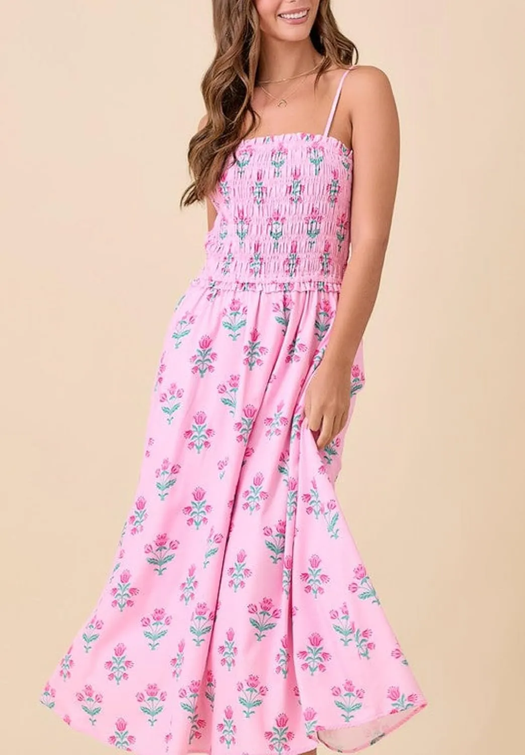 Women Boho Floral Long Dress Graffiti Backless Cami Dress Flowy Sleeveless Maxi Sundress Summer Holiday Beachwear