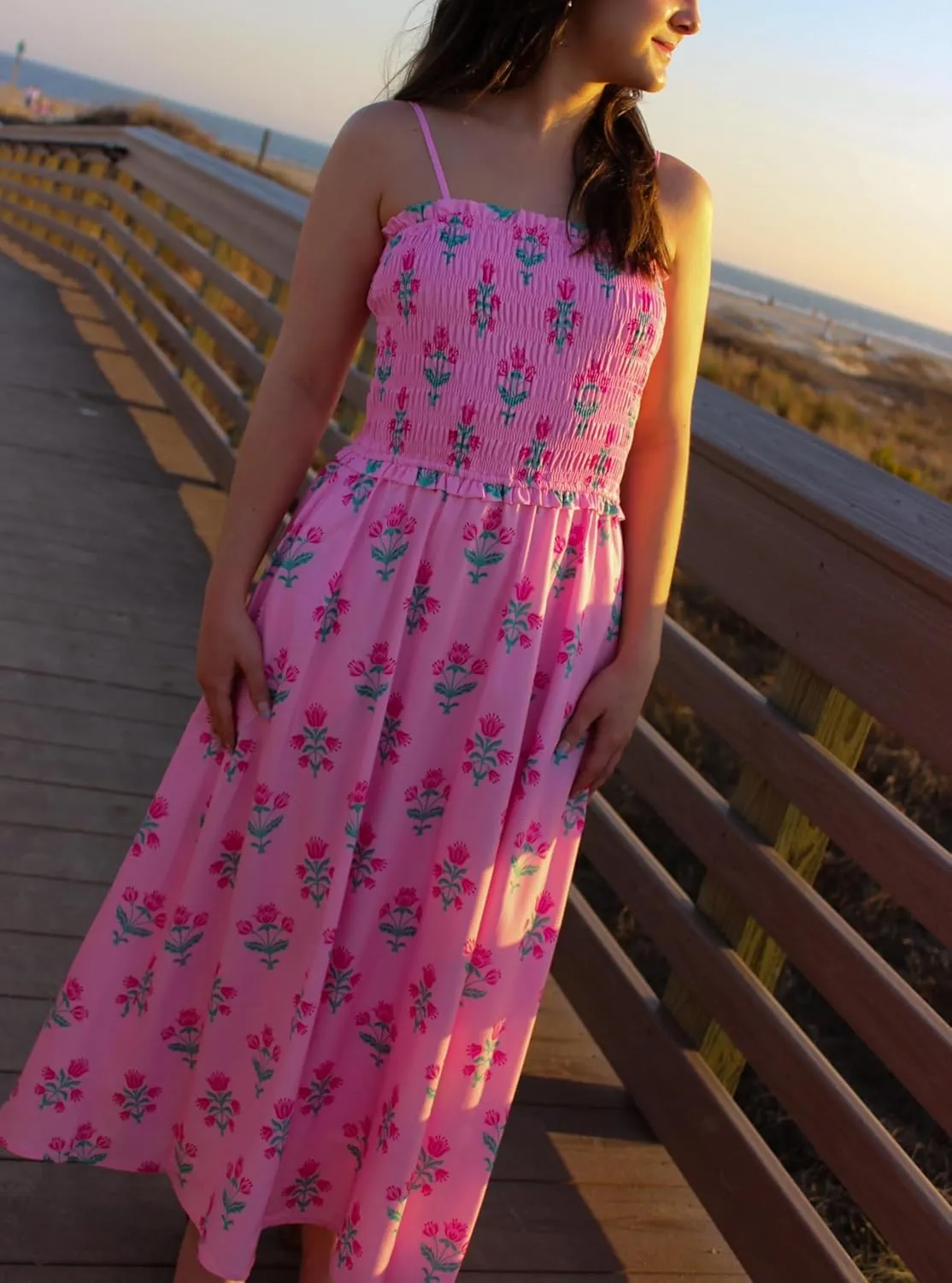 Women Boho Floral Long Dress Graffiti Backless Cami Dress Flowy Sleeveless Maxi Sundress Summer Holiday Beachwear