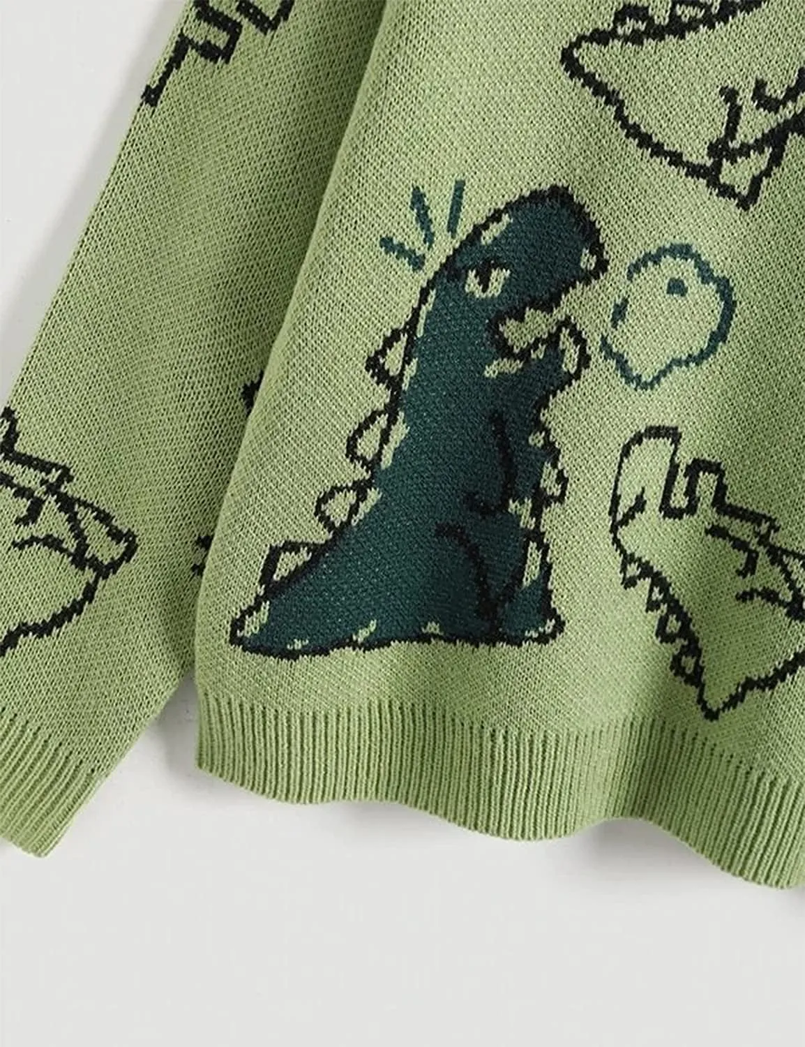 Women Dinosaur Print Knit Sweater Aesthetic Harajuku Oversized Pullover E Girl Streetwear Preppy Sweater