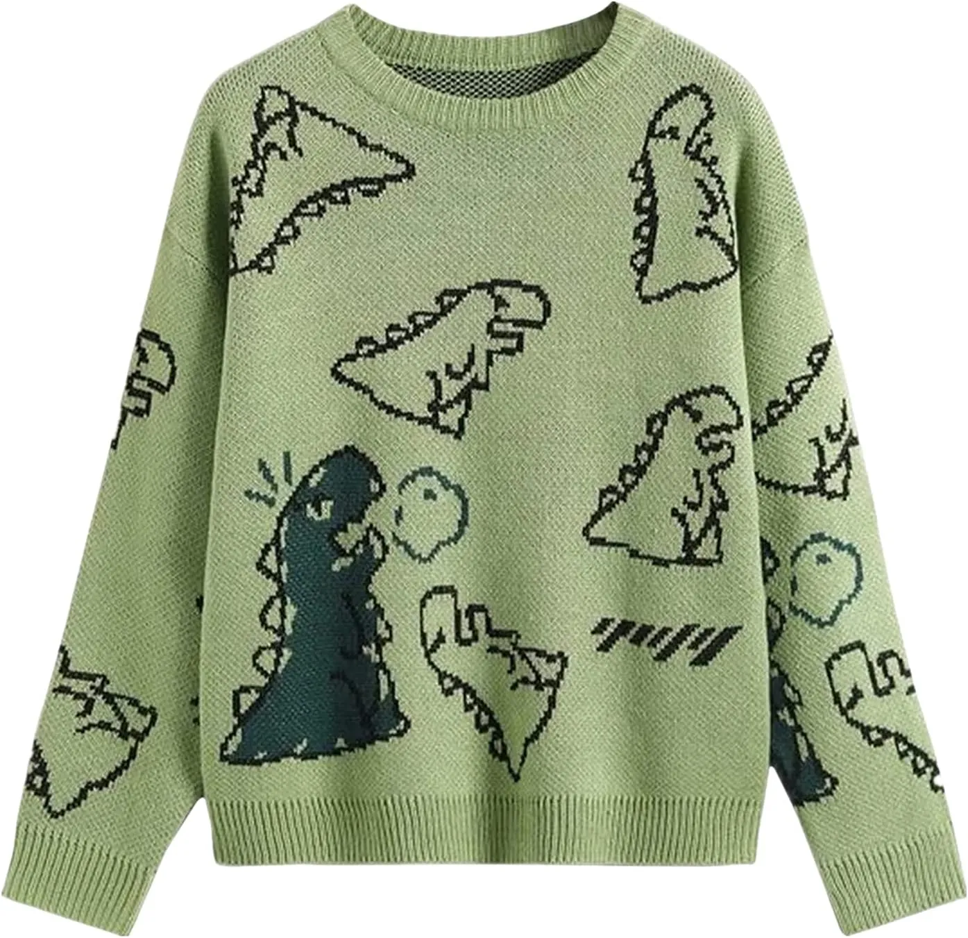 Women Dinosaur Print Knit Sweater Aesthetic Harajuku Oversized Pullover E Girl Streetwear Preppy Sweater