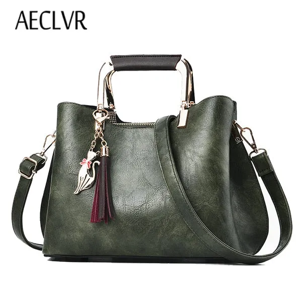 Women High Convenient delivery Tassel Messenger Tote Women Casual Leather Sequined Bolsa Vintage Shoulder 7月24日 support Quality Solid Bag AECLVR Bags Handbags Bag