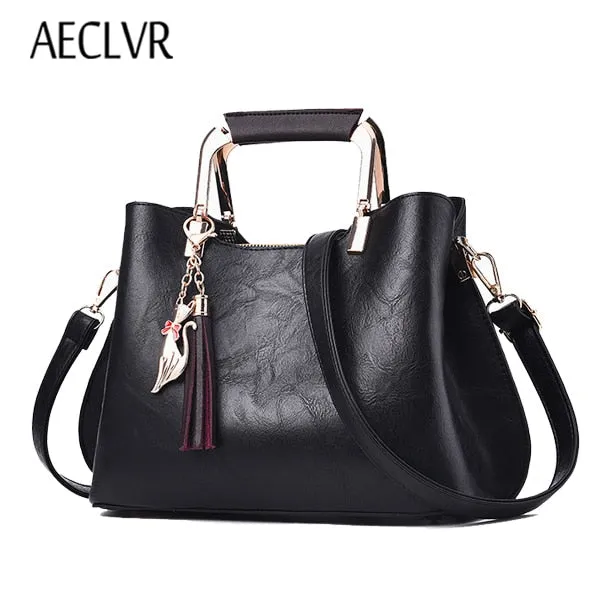 Women High Convenient delivery Tassel Messenger Tote Women Casual Leather Sequined Bolsa Vintage Shoulder 7月24日 support Quality Solid Bag AECLVR Bags Handbags Bag