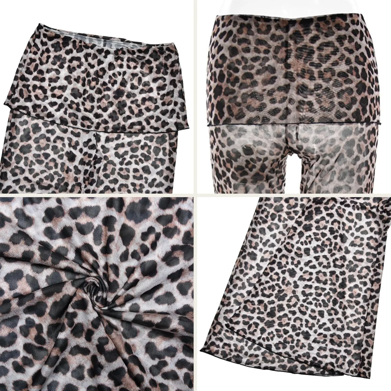 Women Rave Mesh Sheer Pants Flared Bell Bottom Pants for Dance Festival Clubwear