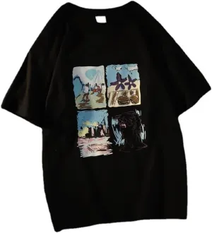 Women Vintage Short Sleeve T-Shirt Summer Print Oversized Tee Harajuku Japenese Streetwear Aesthetic Indie Pullover Top