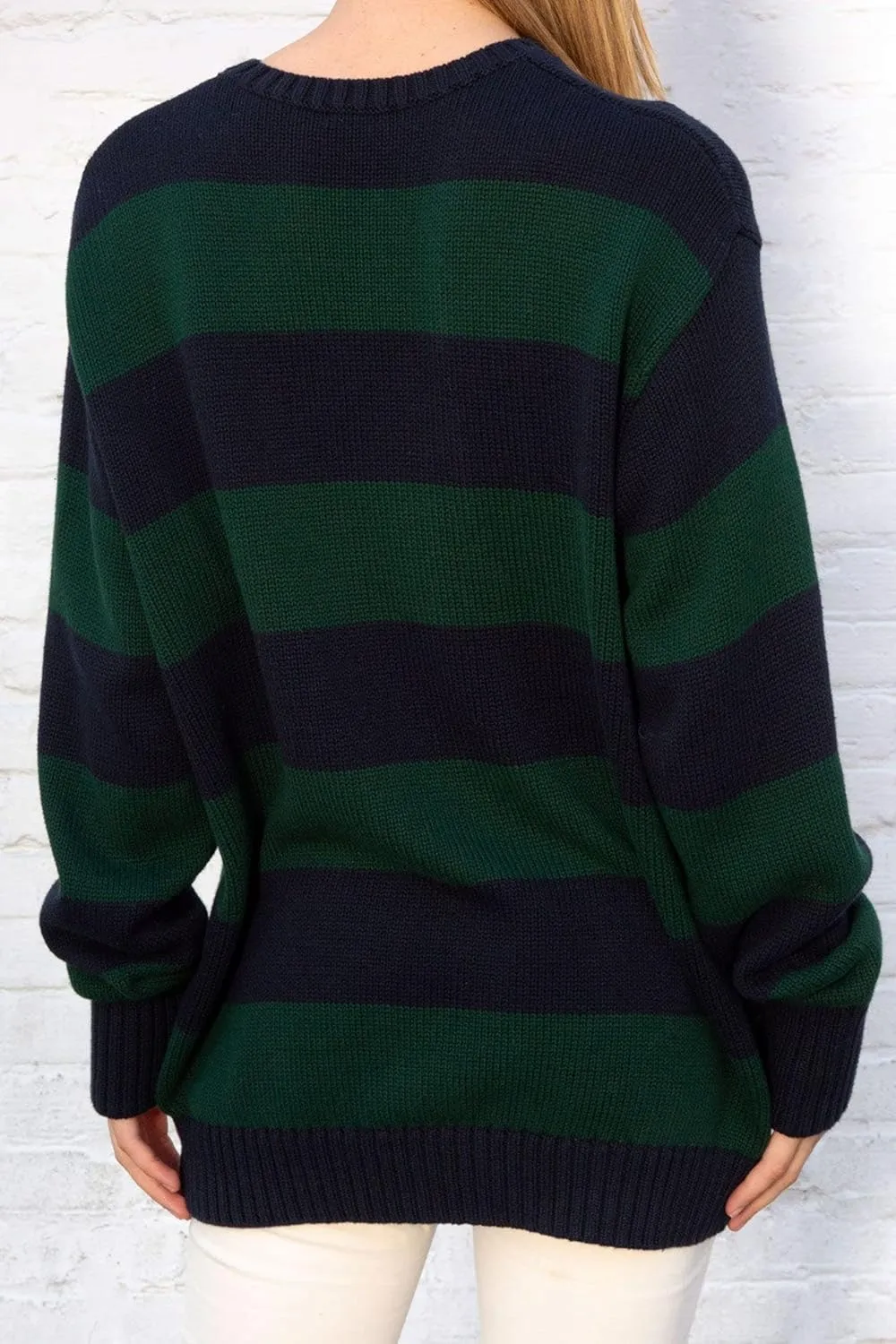Women Y2K Striped Sweater Knit Oversized Long Sleeve Pullover Sweaters 90S Harajuku Preppy E-Girl Streetwear
