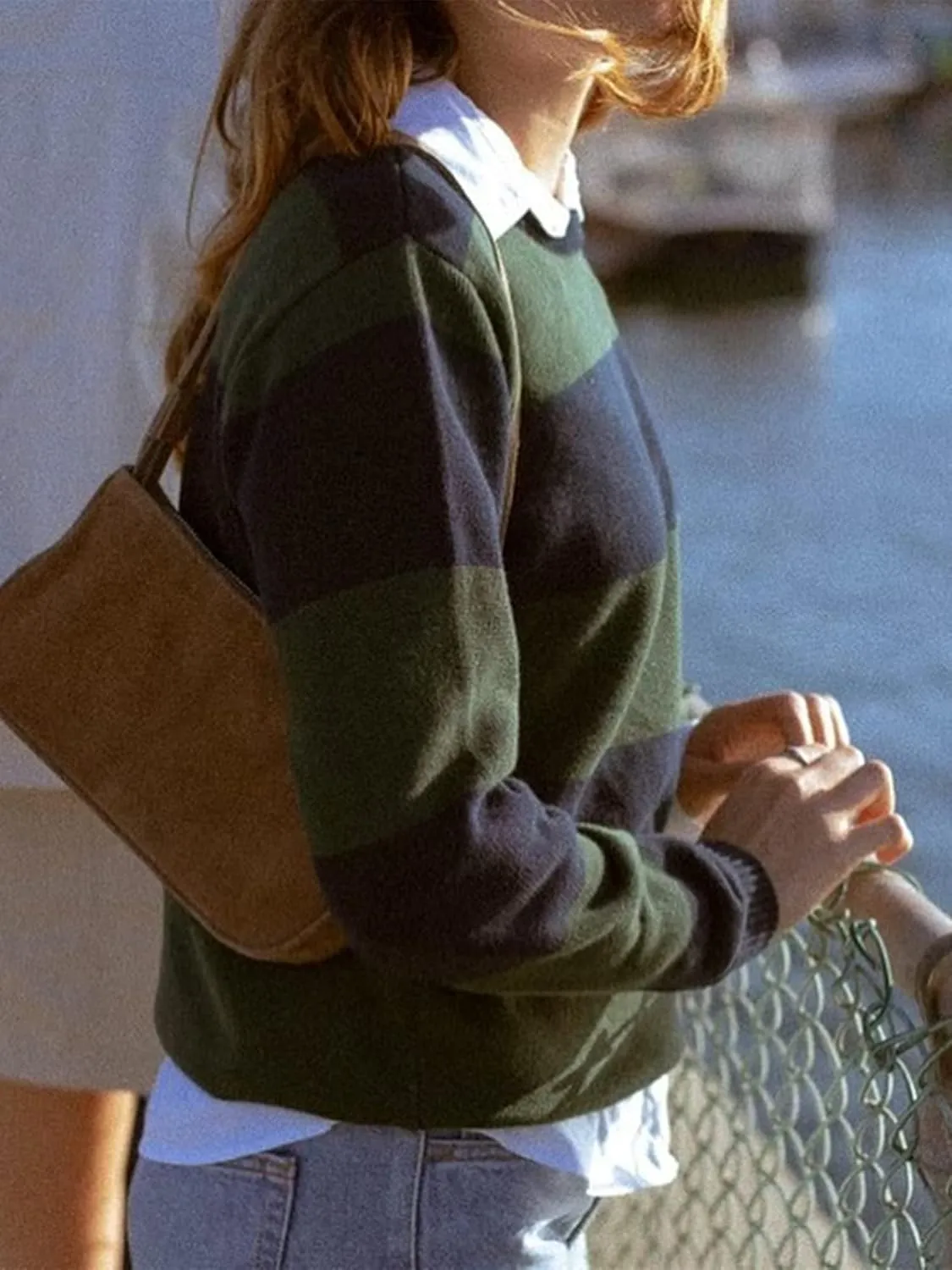 Women Y2K Striped Sweater Knit Oversized Long Sleeve Pullover Sweaters 90S Harajuku Preppy E-Girl Streetwear