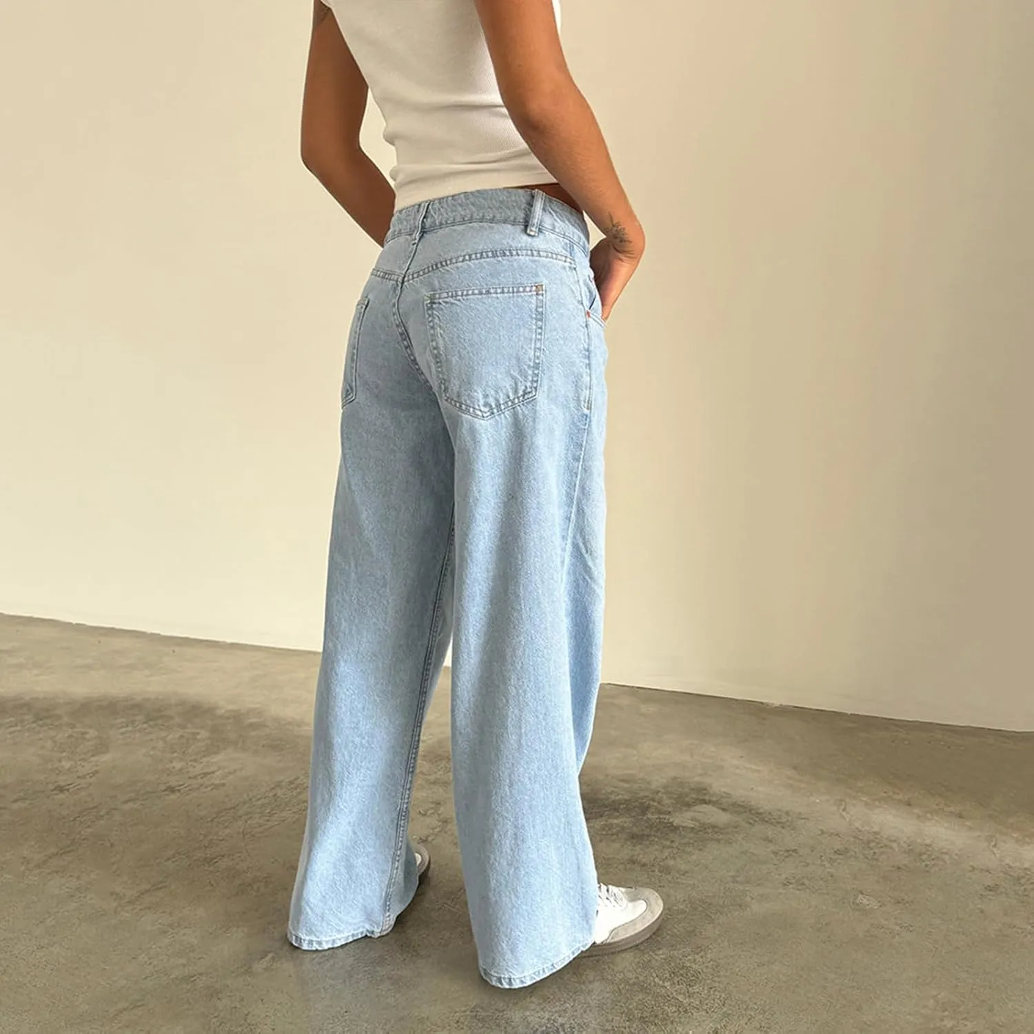 Women's Baggy Denim Pants High Waisted Y2K Wide Leg Oversized Plus Size Boyfriend Cargo Jeans Streetwear Trousers