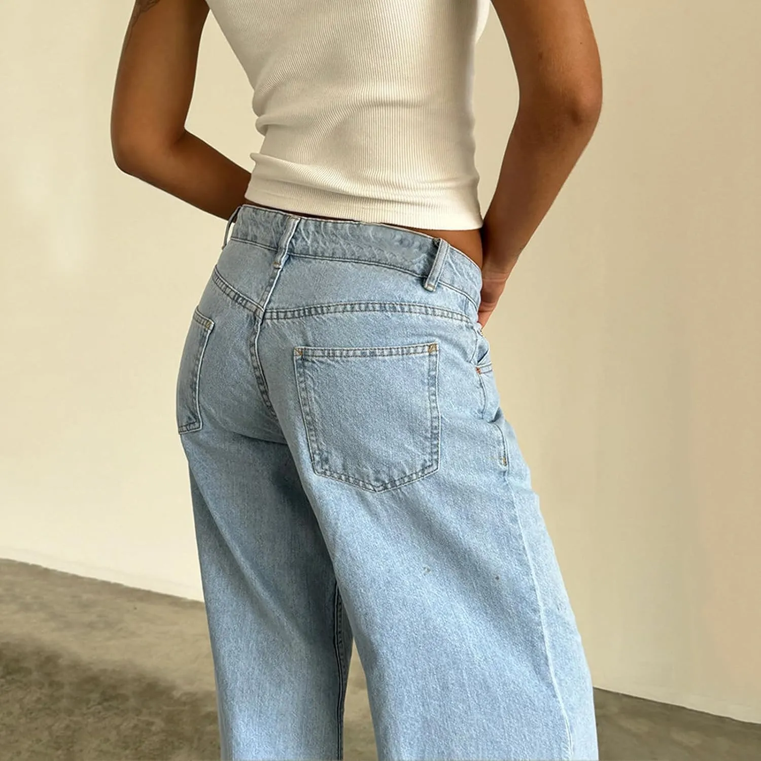 Women's Baggy Denim Pants High Waisted Y2K Wide Leg Oversized Plus Size Boyfriend Cargo Jeans Streetwear Trousers